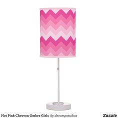 a pink and white chevron lamp shade