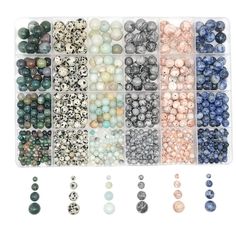 PRICES MAY VARY. ◆Material : Natural Round Stone Beads, 6 Color:Amazonite,Blue dot Jasper,India Agate,Dalmatian,Map Jasper,Red Line Jasper ◆Size:4mm,6mm,8mm,10mm;Hole diameter:1mm;720P(4mm 50*6pcs,6mm 40*6pcs,8mm 20*6pcs,10mm 10*6pcs)cs in One Plastic Box. Each Semi Precious are Drilled Smooth and Excellent Polished. ◆Best Gift : The genuine healing stone beads are great value for art crafts, Design,and Jewelry Making(like Necklaces, Bracelets, Earrings and Other DIY),and are the ideal choice fo Jewelry Wrapping, Jump Ring Jewelry, Semi Precious Stone Bracelet, Healing Gemstone Bracelets, Stone Accessories, Diy Gemstone, Jewelry Making Kit, Bead Store, Gemstones Jewelry