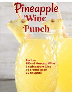 Wine Punch Recipes, Pineapple Wine, Wine Punch, Cocktail Drinks Alcoholic, Punch Drinks, Mixed Drinks Alcohol, Yummy Alcoholic Drinks, Liquor Drinks