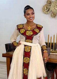 Ethiopian & ertiean dress Festive Beige Dress, Fitted Tunic Dress For Wedding, Festive Long Sleeve Beige Dress, Traditional Long Sleeve Midi Dress For Party, White Long Sleeve Dresses For Festive Occasions, Festive White Long Sleeve Dresses, Traditional Long Sleeve Festive Midi Dress, Ethiopian Dresses, Dinosaur Clothes