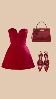 Red dress, vintage mules, birkin bag, kelly bag, red kelly, manolos Soft Girl, Red Fashion, Classy Outfits, Elegant Dresses, Pretty Outfits, Graduation Dress, Trendy Outfits, Stylish Outfits