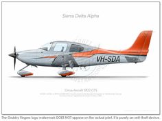 an image of a small plane with orange trims on it's wings and the words sierra delta aloha