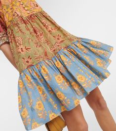 Junie floral cotton minidress in multicoloured - Zimmermann | Mytheresa Multicolor Cotton Ruffle Mini Dress, Multicolor Cotton Mini Dress With Ruffles, Chic Cotton Floral Dress, Chic Cotton Floral Print Dress, Green Floral Print Cotton Mini Dress, Multicolor Cotton Mini Dress Knee-length, Multicolor Cotton Knee-length Mini Dress, Cotton Summer Mini Hem Dress, Cotton Floral Mini Dress With Ruffles