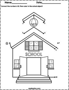 an image of a school building with numbers 1 to 10 on the front and back