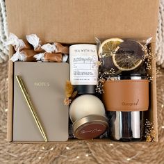 an open box filled with personal care items