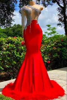 Red Long Sleeve Prom Dress, Long Sleeve Prom Dress Mermaid, Prom Dress One Shoulder, Red Mermaid Prom Dress, Stylish Gown, Red Mermaid, Mermaid Prom Dress, Long Sleeve Prom, Dress One Shoulder