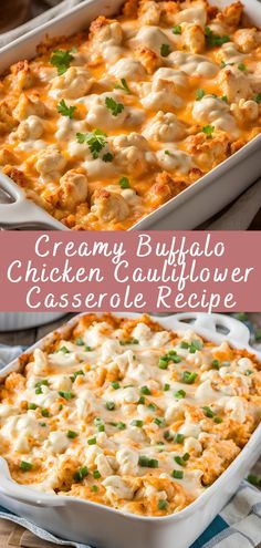 creamy buffalo chicken cauliflower casserole recipe is an easy and delicious side dish