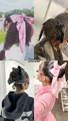 Quick Curly Hairstyles, Mixed Curly Hair, Quick Natural Hair Styles, Cute Curly Hairstyles, Dyed Hair Inspiration, Bow Hairstyle, Curly Hair Styles Easy