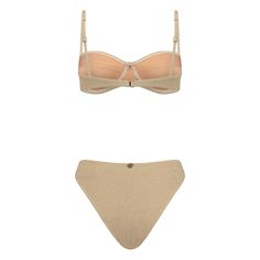 Elevate your beach allure with our Cristalle Underwire Bikini Set. Crafted in luxurious lurex fabric, it shimmers brilliantly in the sun. The underwire top offers essential support, while the chic high-waist bottom boasts 18k gold hardware for a touch of sophistication. Opt for high-leg bottoms for a daring look. Class meets elegance in every wear. Features: Retro style Underwire top with adjustable straps 18k gold-plated water-proof metallic clasp back closure Push-up effect Fully lined Removab Shimmer Swimwear For Sunbathing, Lurex Fabric, Underwire Top, High Waist Bottoms, Pearl Color, Bra Styles, High Leg, Water Proof, The Chic