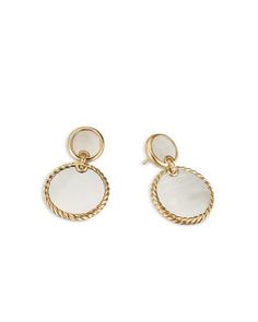 David Yurman 18K Yellow Gold Dy Elements Double Drop Earrings with Mother-of-Pearl Formal Mother Of Pearl Round Earrings, Yellow Gold Mother Of Pearl Round Earrings, Yellow Gold Mother Of Pearl Earrings, Healing Powers, David Yurman, Black Diamond, Pearl Jewelry, Mother Of Pearl, Jewelry Accessories