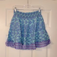 Color: Fish-Crystal Blue Blue Ruffled Skort For Beach, Blue Summer Skirt With Elastic Waistband, Blue Skort With Elastic Waistband, Blue Flowy Skort For Beach, Blue Flowy Skort For Vacation, Light Blue Ruffled Skirt For Vacation, Nautical Skirt, Tang Fish, Plaid Party