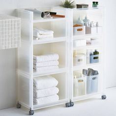 a white shelf filled with lots of different items