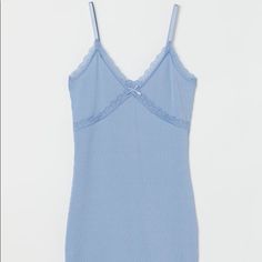 Nwt Comp/Right/Front Blue Bodycon Top For Spring, Spring Blue Ribbed Mini Dress, Blue Sleeveless H&m Dresses, H&m Blue Sleeveless Dress, Fitted Blue H&m Dress, H&m Blue Mini Dress, Blue Ribbed Summer Dress, H&m Blue Mini Length Dresses, H&m Bodycon Dress For Spring