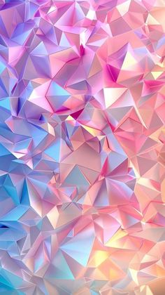 an abstract background consisting of many different colored shapes and sizes, all in shades of pink