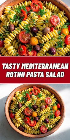 This vibrant Tasty Mediterranean Rotini Pasta Salad is packed with colorful cherry tomatoes, briny olives, and fresh herbs. It's the perfect quick and easy dish for summer gatherings or a light lunch. Toss it with a zesty dressing for a refreshing and satisfying meal that transports your taste buds straight to the Mediterranean! Easy Cold Pasta Salad Recipes, Rotini Pasta Salad, Homemade Banana Pudding Recipe, Grilled Halibut, Tuna Salad Recipe, Breakfast Salad, Rotini Pasta, Soup Recipes Chicken Noodle, Light Lunch