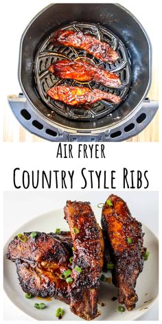 air fryer country style ribs with text overlay