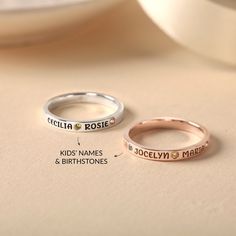 ► PRODUCT INFORMATION * Material: High Quality Solid 925 Sterling Silver * Finishing: Silver, Gold or Rose Gold. * Word limit: Up to 5 words with a birthstone after each name H O W * T O * O R D E R 1. Select your preferred COLOR  from the menu. 2. Select your ring SIZE from the menu. 3. Enter the NAME & BIRTHSTONE you want for the ring to the "Add your personalization" box. Regardless of whether you enter uppercase or lowercase letters, they will appear in the case and style seen in the display Personalized Name Rings For Birthday, Personalized Name Rings For Birthdays, Personalized Crystal Promise Ring, Silver Promise Ring With Name, Personalized Sterling Silver Rings Fine Jewelry, Engraved Ring For Birthday, Personalized Sterling Silver Fine Jewelry Rings, Mother's Day Sterling Silver Engraved Ring, Personalized Silver Crystal Ring