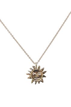 Nuestros colgantes Gold Sun Necklace Talisman están tallados a mano en cera por Jessica y creados para ser una fuerza protectora que usted pueda usar y llevar consigo. Nuestro colgante de sol de oro irradia vida y energía con su colgante de cara de sol de oro intrincadamente tallado, elaborado artesanalmente con oro macizo reciclado de 14k.

 Este amuleto de sol atemporal brilla con un resplandor divino y será una fuente de positividad y un recordatorio para abrazar la luz interior.

 Incluye una cadena de oro amarillo de 14k de 1 mm que mide 18" de largo. Pesa aproximadamente 3,5 gramos.

 El Collar Sol Dorado se puede comprar solo como amuleto.

 Este collar de sol también está disponible en plata de ley. Consultar por otras opciones metálicas.

 Fabricado en California. Gold Sun Necklace, Melie Bianco, Talisman Pendant, Face Pendant, Sun Charm, Sun Face, Sun Necklace, Talisman Necklace, Leg Bag