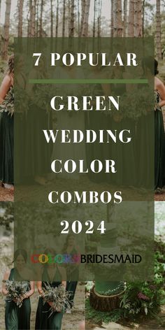 green wedding color combos for the bridesmaid and groomsmid, with text overlay