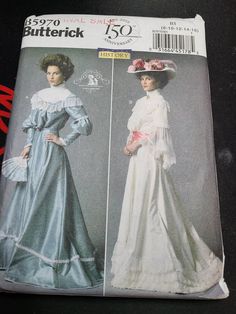 Butterick B5970  has not been cut this is a stunning sewing pattern  For sizes 8, 10, 12, 14 and 16 Edwardian type dress  if you have any questions please feel free to ask  thanks for taking a peek Era Victoria, Ruffled Tops, Dress Train, Costume Sewing Patterns, Gown Pattern, Gibson Girl