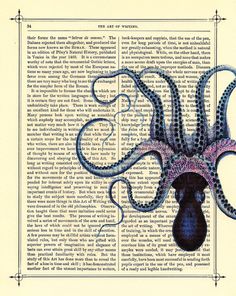 an octopus is sitting on top of a book page