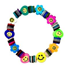 a colorful bracelet with smiley faces on it