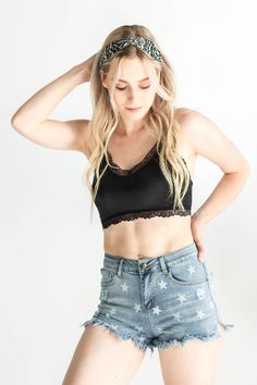 Satin bralette with a one-piece removable push-up bra pad, stretchy cross straps, and a pretty rounded neckline. The material feels super silky and soft. Satin Bralette, Metal Skeleton, Top With Open Back, Terry Richardson, Pleated Top, Pleat Top, Men Model, Black Bralette, Shorts Jeans