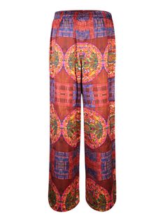 Elasticated waistband. Wide fit.Composition: 100% Viscose Elegant Multicolor Silk Bottoms, Elegant Multicolor Summer Pants, Print Kimonos, Jeans Jumpsuit, Yoga Wear, Skirt Suit, Luxury Retail, Bridal Shoes, Dress Codes