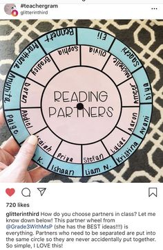 someone is holding up a paper plate with the words reading partners in each circle on it