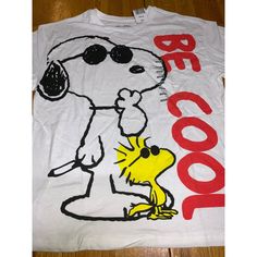 Nwt. Snoopy Be Cool Graphic Tee 60% Cotton 40% Polyester Features: Graphic Tee Size: Unisex Med Condition: New With Tags Peanuts Dance, Snoopy Christmas Tree, Snoopy T Shirt, Peanuts Snoopy Woodstock, Snoopy Christmas, Happy Together, Cool Graphic Tees, Snoopy And Woodstock, Be Cool