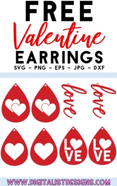 free valentine earrings svg cut files for silhouettes and cricut cutting machines