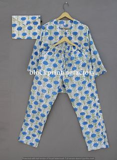 Floral Printed Pajama Set, Ladies Soft Cotton Clothing, Loungewear, Cotton Floral Pajamas, Cotton Pj Set Night Suit PJ set Item :- Hand Block Printed Pajama Set This pajama is made for a relaxed fit and allows for ease of movement throughout the night. Every piece can be made customized to your desires. Neck line - ( V - Neck ) Sleeve length - ( 3/4 Sleeve ) Closure - ( Front 3 Button Open ) Type : Sleepwear Gender : Women's Size Type : Regular Material : 100% COTTON FABRIC Garment Care : Hand W Printed Pajama, Lounge Wear Set, Floral Pajamas, Sleep Wear, Cotton Pajama Sets, Night Suit, Cotton Clothing, Womens Pyjama Sets, Night Wear