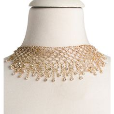 Adjustable Chain On Mannequin: 18in Long Necklace Crystal, Gold Tone Spring Ring Closure Imported Elegant Silver Bib Necklace With Adjustable Chain, Formal Silver Jeweled Chain Necklace, Glamorous Champagne-colored Jewelry, Gold Bling Choker Necklace, Elegant Gold Bib Necklace With Adjustable Chain, Gold Rhinestone Necklace For Parties, Elegant Gold Bib Necklace With Rhinestones, Silver Bridal Necklace With Adjustable Chain For Party, Gold Diamond Necklace For Party