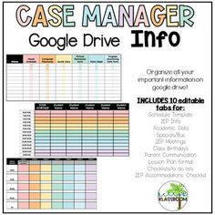 the case manager google drive info sheet