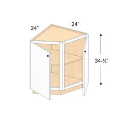 the measurements for a cabinet with doors and shelves on each side, including one door