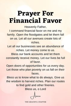 a prayer for financial favor