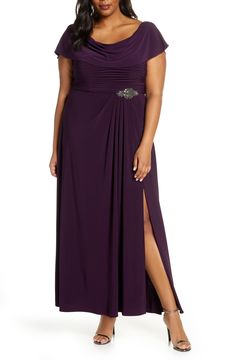 Make the evening memorable in this elegant cowl neck gown made from flattering stretch materials and featuring a pretty pleated bodice with sparkling detail. Style Name:Alex Evenings Cowl Neck Beaded Waist Gown (Plus Size). Style Number: 5866224_2. Available in stores. Cowl Neck Gown, Gown Plus Size, Alex Evenings, Pleated Bodice, Beaded Gown, Midi Cocktail Dress, Tea Length Dresses, A Line Gown, Mother Of The Groom