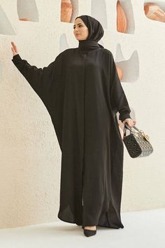 Crepe Open Abaya with Butterfly Sleeves in Ten Colors Abaya By Baano One Size Fits All Black Ribbed Jacket, Open Abaya, Butterfly Sleeves, The Butterfly, Purple Grey, White Beige, Quilted Jacket, Black Cream, One Size Fits All