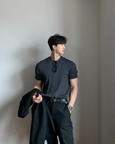 Guy Fancy Outfits, Big Guy Business Casual, Male Business Casual Outfits, Fancy Male Outfits, Korean Fashion Men Summer, Korean Street Fashion Men, Minimalist Fashion Men