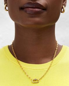 Bristol 18k Yellow Gold Vermeil Link Necklace in White Sapphire | Kendra Scott White Sapphire, Chain Link Necklace, Link Necklace, Kendra Scott, 18k Rose Gold, White Diamond, Bristol, Gold Vermeil, Chain Link