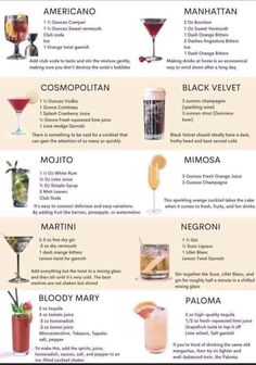 the ultimate cocktail guide for every type of alcoholic beverage, including drinks and beverages to drink