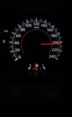 the speedometer is lit up in the dark