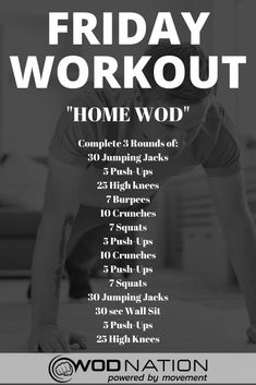 a flyer for the friday workout at home wod