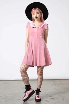 Every Mourning Collar Dress [PASTEL PINK] | Killstar Killstar Dress, The Witching Hour, Pink Goth, Dress Pastel, 2010 Fashion, Pastel Goth Fashion, Witching Hour, The Spell, Witch Outfit