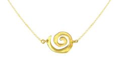 Flat Spiral Pendant Choker in Sterling Silver or Gold Vermeil with Matching Chain, Greek Necklace, G Gold Spiral Jewelry, Gold Spiral Necklace For Gift, Adjustable Spiral Gold Necklace, Swirl Shaped Sterling Silver Jewelry In Gold Color, Unique Spiral Yellow Gold Jewelry, Adjustable Gold Spiral Necklace, Unique Yellow Gold Spiral Jewelry, Unique Swirl Shaped Gold Jewelry, Unique Gold Spiral Necklace