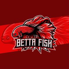 the betta fish logo on a red background