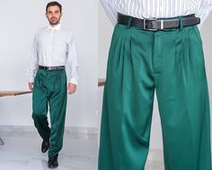 Men Argentine Tango pants, Men latin dance pants, Forest green men pants, Men wide formal pants, Men wedding guest pants, Men trousers conSignore Men's Forest Green Crepe Satin Tango Pants Bright but yet classic design of these tango pants is a good choice for all tango events. A timeless choice that pairs well with an array of shirts and vests. These tango trousers have been tailored for argentine tango dancers. The pants feature a moderate wide-leg fit that allows ease of movement and knee ben Formal Green Straight Leg Bottoms, Green Straight Leg Formal Bottoms, Green Wide-leg Pants For Formal Occasions, Formal Green Straight Leg Pants, Green Straight Leg Formal Pants, Evening Green Trousers, Formal Green Straight Leg Dress Pants, Green Long Pants For Evening, Green Evening Trousers