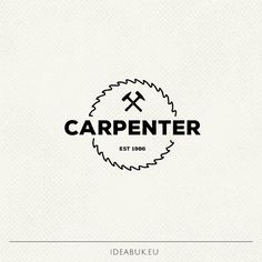 the logo for carpenter est 1908 is shown in black and white, with a circular