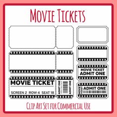 the movie ticket is shown in black and white, with red trimmings on it