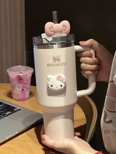 Stanley Quencher H2.0 FlowState Stainless Steel Vacuum Insulated Tumbler with Lid and Straw - Rose Quartz Hello Kitty Pink Stanley Cup, Preppy Tips, Pink Stanley, Stanley Products, Coffee Smoothie, Pretty Mugs, Stanley Quencher